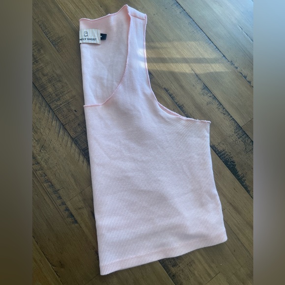LONELY GHOST Pink Crop Top Tank - Picture 1 of 3
